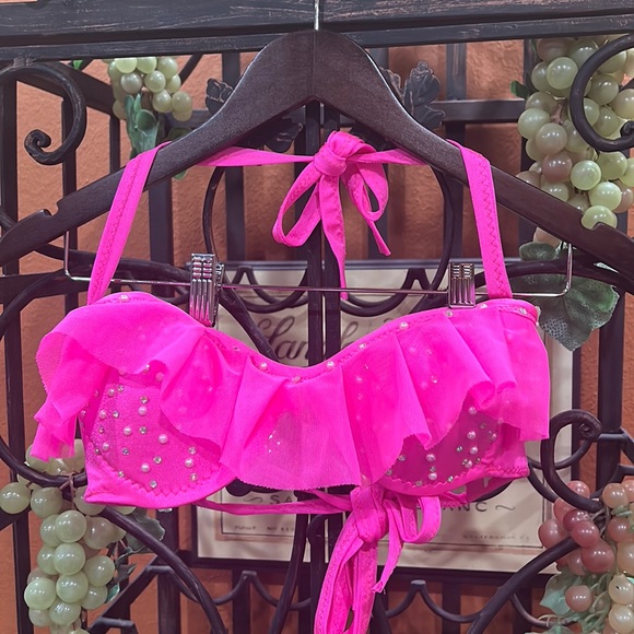 BARBIE PINK PEARLS AND RHINESTONES custom made bikini top. SOOOO HOT! - Picture 6 of 9